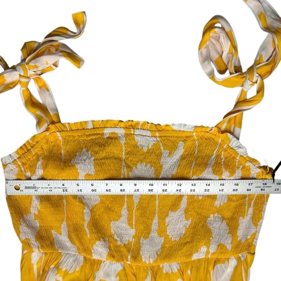 DIANE VON FURSTENBERG Yellow & White Ginkgo Flowy Sundress Tie Straps Pocket XXL - Picture 4 of 10